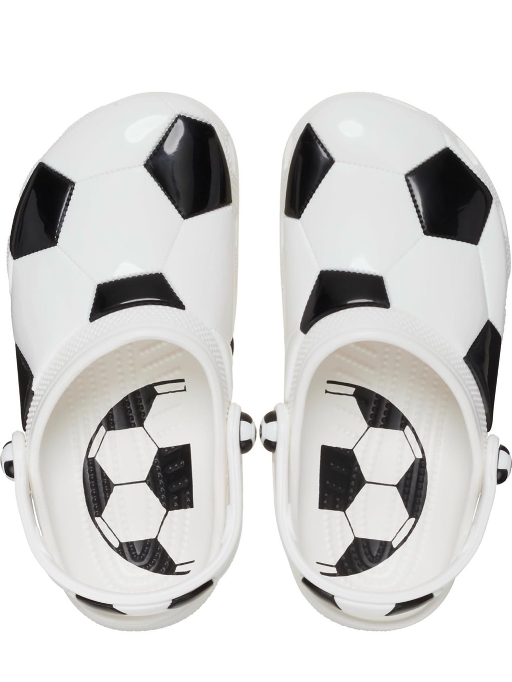 CROCS Kids Soccer-Print Clog Sandals in White and Black